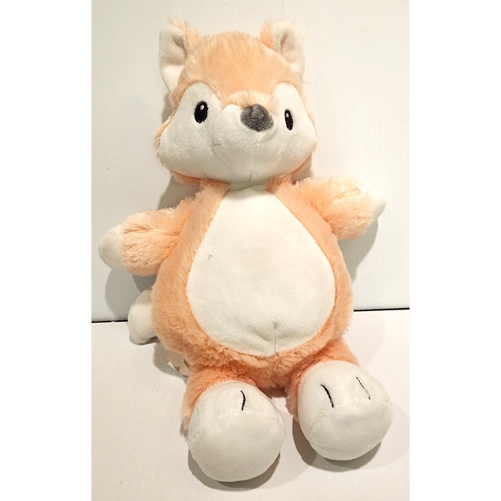 Blankets & Beyond Orange Peach White Plush Fox Rattle Stuffed Soft Baby Toy 12"